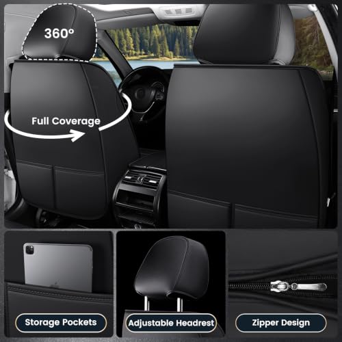 Image of Car Seat Covers Custom Fit Kia Telluride 2020-2026, Waterproof Nappa Leather Car Seat Protector, Breathable Car Seat Cushion, Seat Covers for Car(5 Seats Luxury /Black&White)