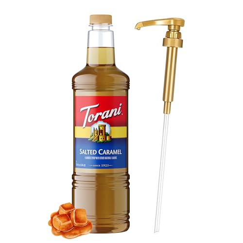Image of Torani Salted Caramel Syrup 1L with Pump - Flavoring for Lattes & Cocktails