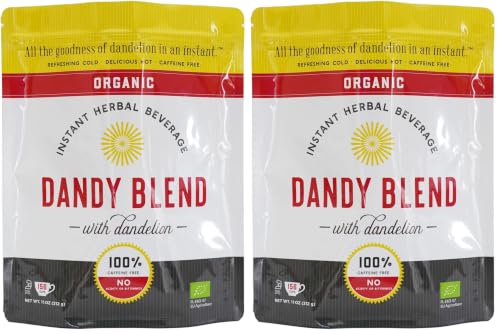 156 Cup Bag of Organic Dandy Blend Instant Herbal Beverage with Dandelion, 11 oz. (312g) Bag (Pack of 2)