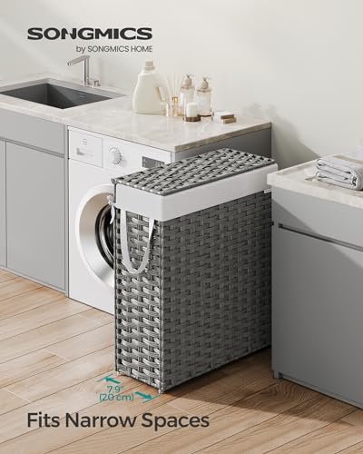 Songmics Slim Laundry Hamper Gray thumbnail 3