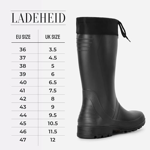 Ladeheid Damen und Herren PVC Gummistiefel LA-958 (Schwarz, 43 EU)