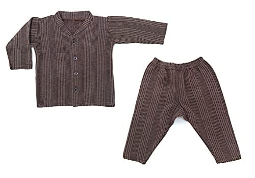 Image of TANGY Kids Thermal Set Front Open Inner Winter Wear Top & Pyjama Body Warmer for New Born Infants Baby Boys & Baby Girls in Dark Color