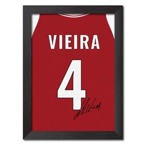 Image of TenorArts Patrick Viera Poster Frame Arsenal Jersey Laminated Photo Print Signature Framed Painting with Matt Finish Black Texture (12 inches x 9inches)