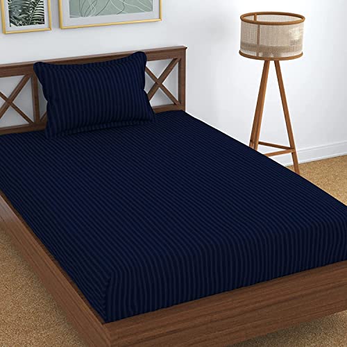 Image of Prime Collection 225 TC Cotton Blend Long Lasting Single Sized(90x60) Inch 1 Bedsheet with 1 Pillow Covers - Single Bedsheet for Hotel, Hospital and Home Use