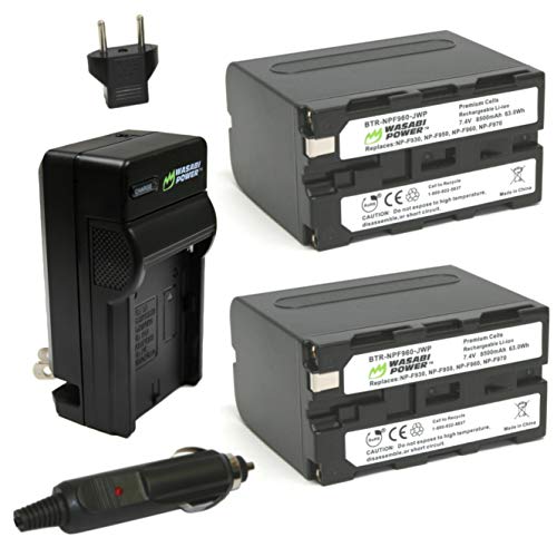 Wasabi Power 2-pack Battery + Charger for Sony NP-F950/960/970/975