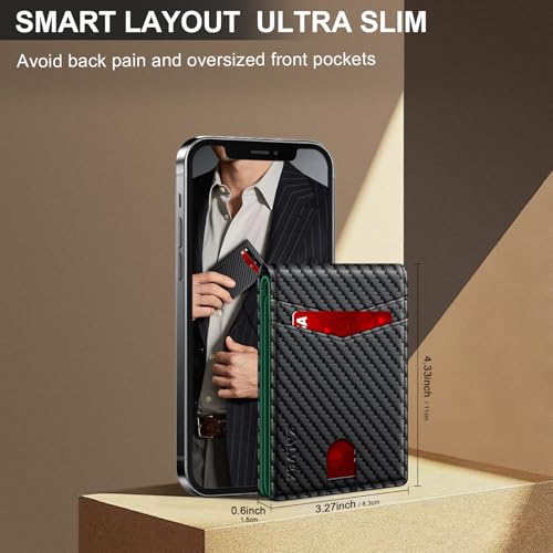 Image of Wallet for Men Slim RFID Blocking Leather Credit Card Holder Wallet for 14 Cards, Bifold Minimalist Thin Wallet with 2 ID Windows & Cash Slot, Front Pockt Carteras Para Hombres, Birthday Gifts for Men