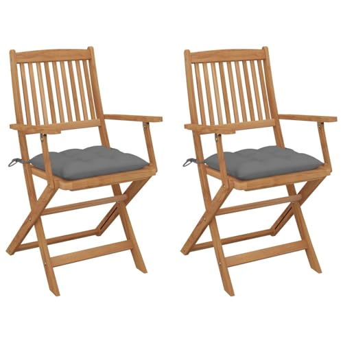 Chaises de jardin pliantes gain de place avec coussin gris de balcon - 2