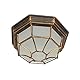 Deckenleuchte Aluminium Glas in Kupfer Antik IP44 Terrasse Balkon L:27 cm E27 Maritim Rustikal blendarme Außen Deckenlampe MILANO