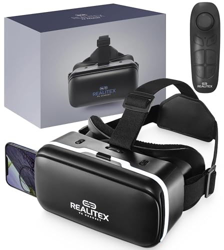REALITEX 3D VR Headset for Kids + Android Remote - for iPhone & Android Phones | with 3D VR Videos & Apps Links | Virtual Reality Goggles Set for Beginners