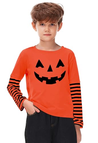 Image of Remimi Unisex Kids Christmas Long Sleeve Shirt Xmas Print Stripe Shirts 2-12 Years