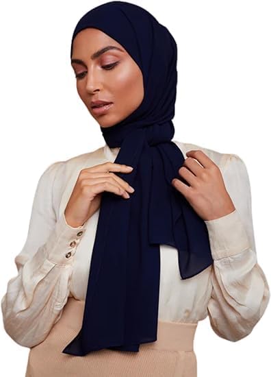 Premium Chiffon Hijab Scarf for Women - Non-Slip Islamic Head Scarf Wrap Hijabs