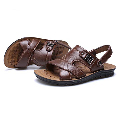 Leather Sandals for Men Breathable Orthopedic Sandals with Arch Support Non-Slip Adjustable Buckle Sports Slides Wide Width2