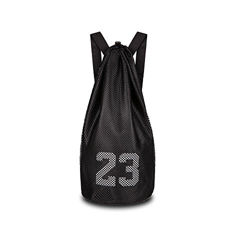 Escomdp 2 Capas 230 g Mochila de Deportes de Baloncesto con Cordón, Bolsa de Voleibol de Fútbol, 29 L (Negro)