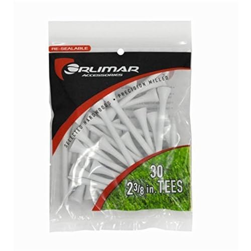 Orlimar Wood Golf Tees 2 3/8-Inch, White (30 Pack)