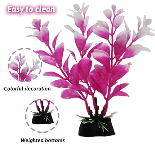 QUOZUO Fish Tank Decorations Plants with Resin Coral, 8 pcs Aquarium Decorations Small Plants Plastic, Fish Tank Accessories Aquarium Decor