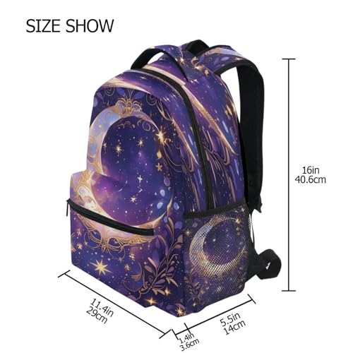 Moon Leaves Backpack for School Boys Girls Adults Kids Bookbag Laptop Bag 15L4