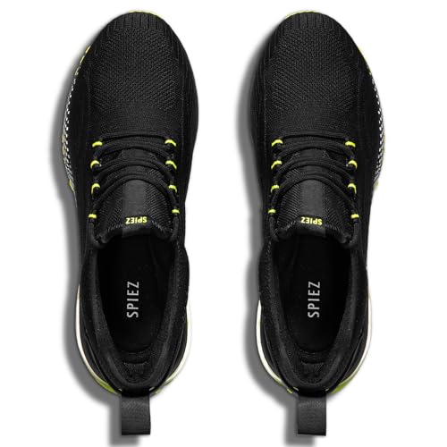 SPIEZ Composite Toe Safety Shoes - Air Cushion Non Slip Work Shoes, Slip On Lightweight Breathable Industrial Fashionable Sneakers for Men Women Black/Blue Black/Green US5-12