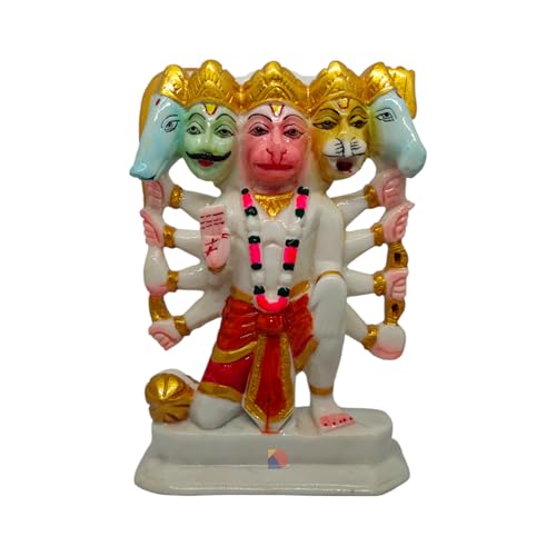 Image of Hanuman murti - Hanuman Idol for Home Decor & Office - Panchmukhi Hanuman - (22 cm) (White)