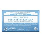 Dr Bronner's 3-in-1 Baby Unscented Pure-Castile Bar Soap, Made with Organic Oils with No Synthetic Fragrances, Used for Face, Body and Hair, Certified Fair Trade & Vegan Friendly, 140g Bar