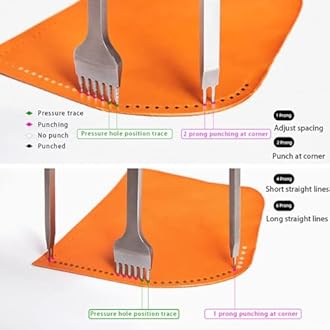 WUTA レザークラフト菱目打ち アップグレードレザークラフト工具 4本 鋼製穴あけツールセット 皮革工芸DIY用 手作道具（4mm 1+2+4+6）