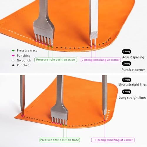 WUTA レザークラフト菱目打ち アップグレードレザークラフト工具 4本 鋼製穴あけツールセット 皮革工芸DIY用 手作道具（4mm 1+2+4+6）