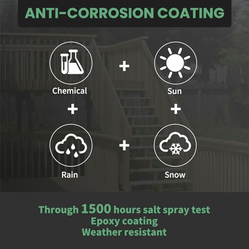 Image of Wood Screws 4 Inch, FIXLINK Deck Screws #10 x 4, 50 PCS, Epoxy Coated, T25 Star Bit Above 1500 Hour Salt Spray Coating Outdoor Decking Screws Excellent Rust Resistant for Wood Fence, Green