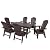 WestinTrends Malibu 7 Piece Adirondack Outdoor Dining Set, All Weather Poly Lumber Patio Table and Chairs Furniture Set, 71" Trestle Dining Table and 6 Adirondack Dining Chair, Dark Brown