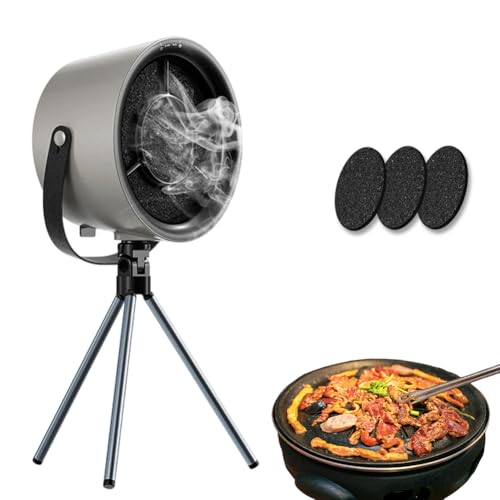 Tragbare Dunstabzugshaube, Tragbare Abzugshaube Desktop mit 3 Geschwindigkeiten, Abnehmbarer & Waschbarer Ventilator, für BBQ, Kochen, Hot Pot, Camping, Wohnmobil (Schwarze)