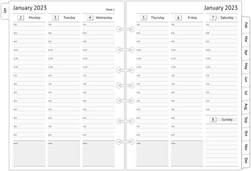 Hourly 2023 Planner Refills, Weekly And Monthly Appointment Book Refill, Tabbed, 7-Hole Punches, Size 4 #TOP3