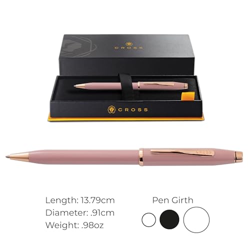 Image of Cross Century II Smoky Pink with Rose Gold Plated Appointments Refillable Ballpoint Pen - Medium Point, Black Ink, Presented in a Luxury Gift Box