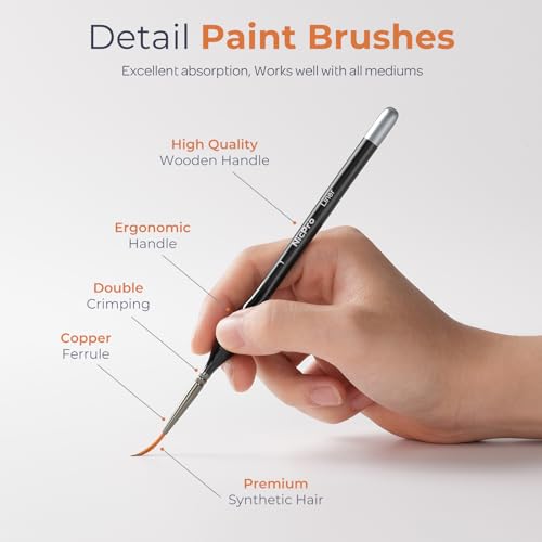 Nicpro 16PCS Miniature Paint Brushes, Model Paint Paint Brushes Micro Detail Paint Brush Set Fine Detailing for Watercolour Oil Acrylic, Paint by Number, Figurine - with Container