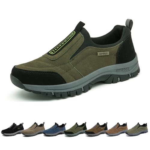 Men's Waterproof Hiking Shoes Slip-On Orthopedic Walking Shoes for Men Outdoor Casual Comfortable Lightweight Walking Loafers