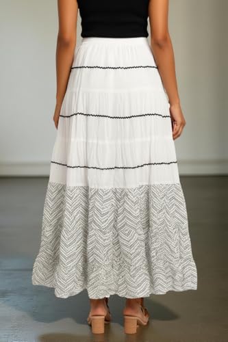 Image of Premium Long Skirt | Stylish Long Crushed Cotton & Unique Prints | Floor Length Skirt for Women | Elastic Waist Premium Maxi Skirt - Comfortable Casual Wear