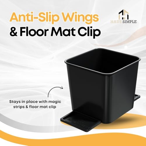 Image of Car Trash Can with Stability Wings - Leakproof Portable Garbage Bin for Fabric & Rubber Mats - Compact Durable Plastic Auto Organizer for Cars, SUVs, Trucks (Black, Small)