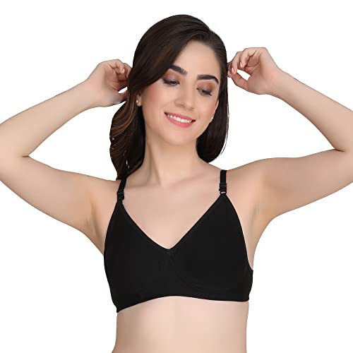 Image of Women Non Padded Bra - Made of Pure Cotton Full Coverage Non Wired Soft Cup for T-Shirt Saree Dress and for Everyday