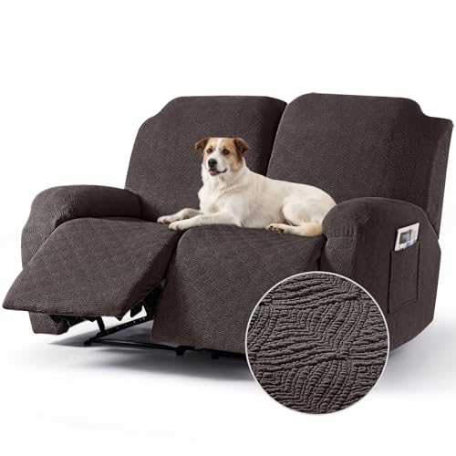 Image of Timeles Recliner Covers Extra Wide Recliner Loveseat Covers Oversized Reclining Couch Covers Sofa Slipcovers Stretch Soft Washable (Two-Seater Oversized, Coffee)