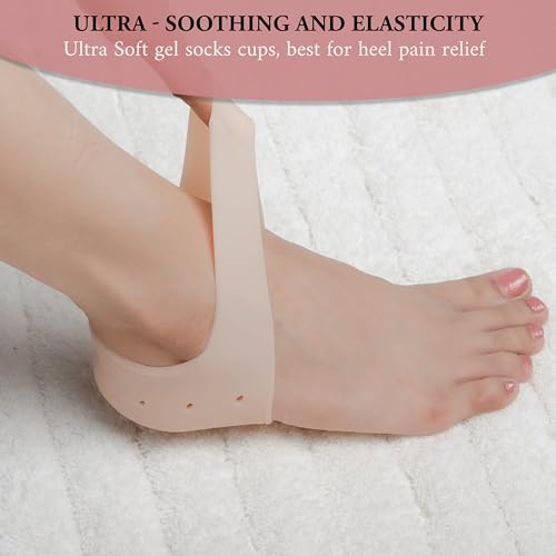 Image of Wonder Care Pair Of 1 Silicone Heels Protectors For Moisturizing Heels (Large), Cracked Heel Protection, Relief Blister, Heel Spurs, And Plantar Fascitis Wrap| Heel Gel Socks| Stretchable | Anti Slip