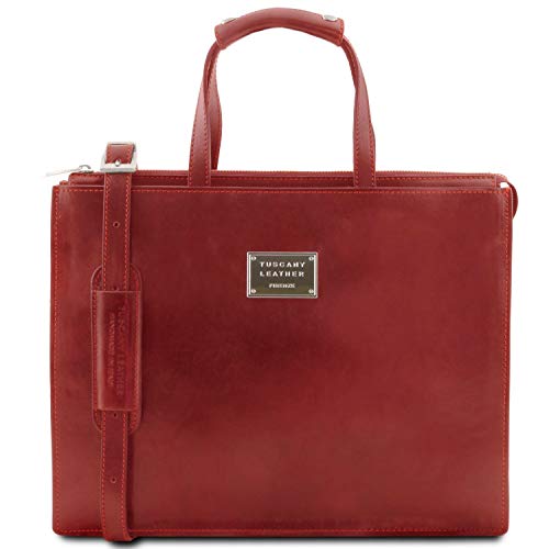 Tuscany Leather - PALERMO - Women's Leather briefcase 3 compartments Red - TL141343/4