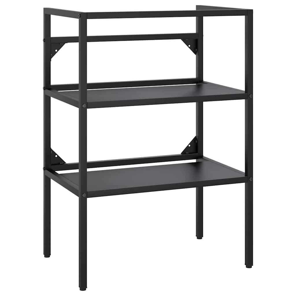 Waschtischgestell Schwarz 59×38×83 cm aus Eisen Pulverbeschichtet Modernes Offenes Design Robuste Badezimmer-Konsole mit Wandhalterung Für kleine Gäste-WC und enge Bäder