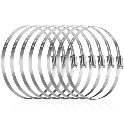 8 Pezzi Fascette Stringitubo 140-160mm, Fascetta Stringitubo Inox, Fascette Metalliche Regolabile per Tubo di Ventilazione, Tubo di Scarico, Tubi