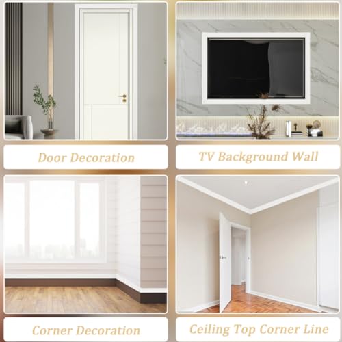 Image of GORGECRAFT 90.55x3.11 Inch Self Adhesive Flexible Foam Molding Trim 3D Wall Edging Lines Trim Peel Stick Wallpaper Border Decorative for Home Hotel Mirror Wall Ceiling Countertops (Floral White)