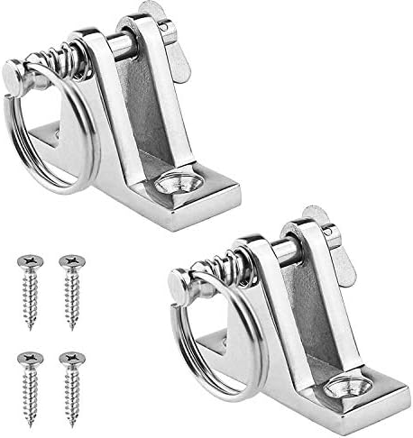 Amadget 2 Pack Bimini Top 90°Deck Hinge with Removable Pin, 316 Stainless Steel Marine Boat Hinge Mount Bimini Top Fitting Hardware