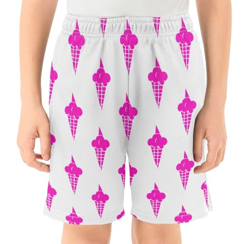 J JOYSAY Icecream Cone Sweet Fuchsia Boys Athletic Shorts Kids Youth Casual Shotrs with Pockets Elastic Waistband2