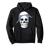 Hip Hop Skull & Blue Do Rag Bandana Old School Rap Retro Pullover Hoodie