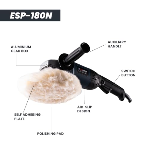 Image of EASTMAN Electric Polisher 180mm (7 Inch) ? 1350W Heavy Duty Buffer Machine with Variable Speed 1000-3000 RPM & Free Carbon Set for Car Detailing, Marble & Floor Polishing (ESP-180N)