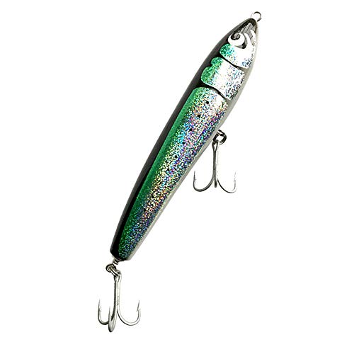 Wood Plugs Topwater Pencil Popper Topwater Lures with BKK Treble Hooks Fishing Lure Floating Saltwater Wobbler Hard Stick Baits Swimbait Fishing Bait 65g 90g (Green, 90g)