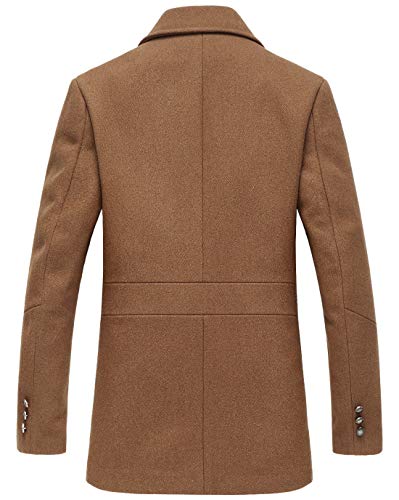Image of chouyatou Men's Classic Notched Collar Double Breasted Wool Blend Pea Coat