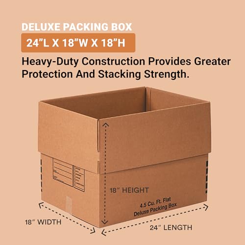 Image of BOX USA Heavy-Duty Shipping Boxes Holds 65lbs, 24x18x18, 10-Pk