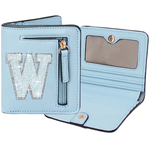 Image of Birthday Gifts for Teen Girl Kids Wallet Girl Wallets Small Initial Rfid Wallet Teen Girls Gift Preppy Stuff for Girls Blue W