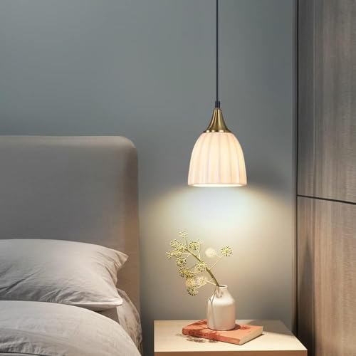 Lustres suspendus de chevet en céramique rose, plafonnier de luxe scandinave